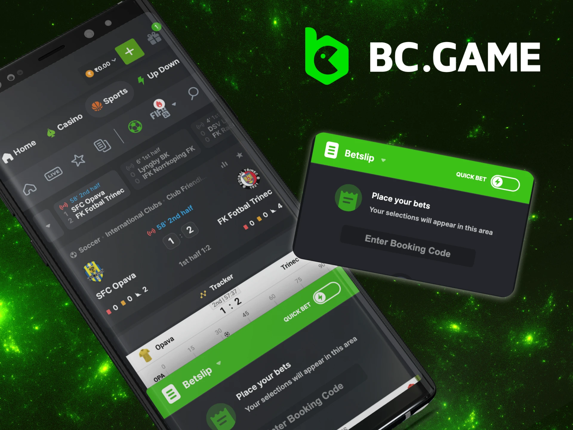 What are the betting options in the BC Game app.