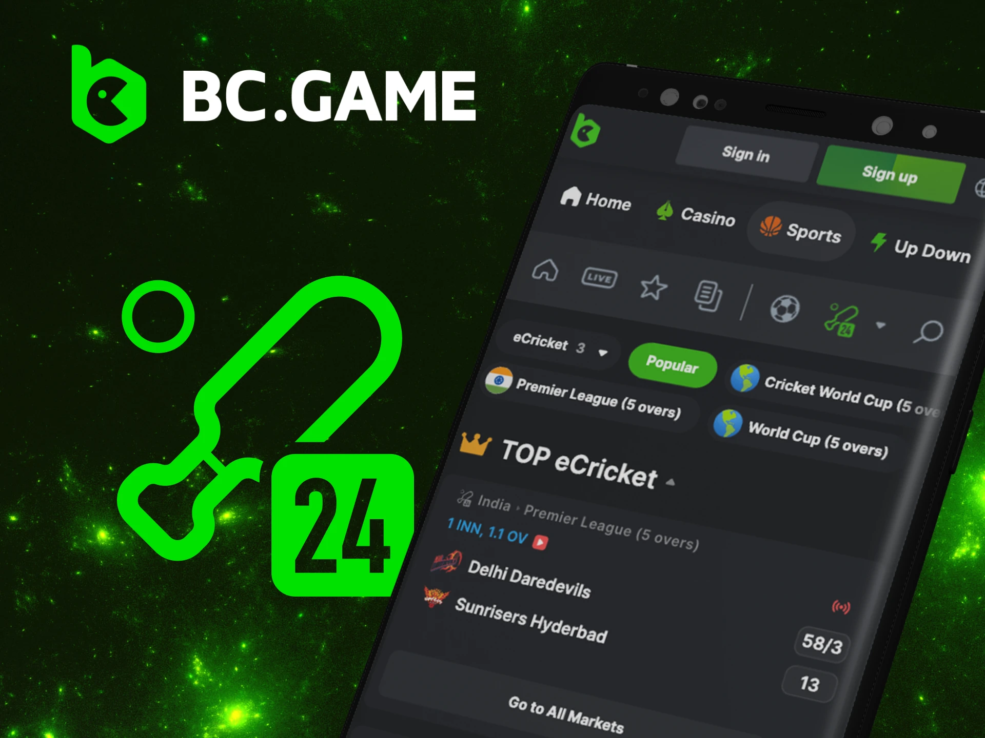 What are the most popular cricket events on the BC Game website.