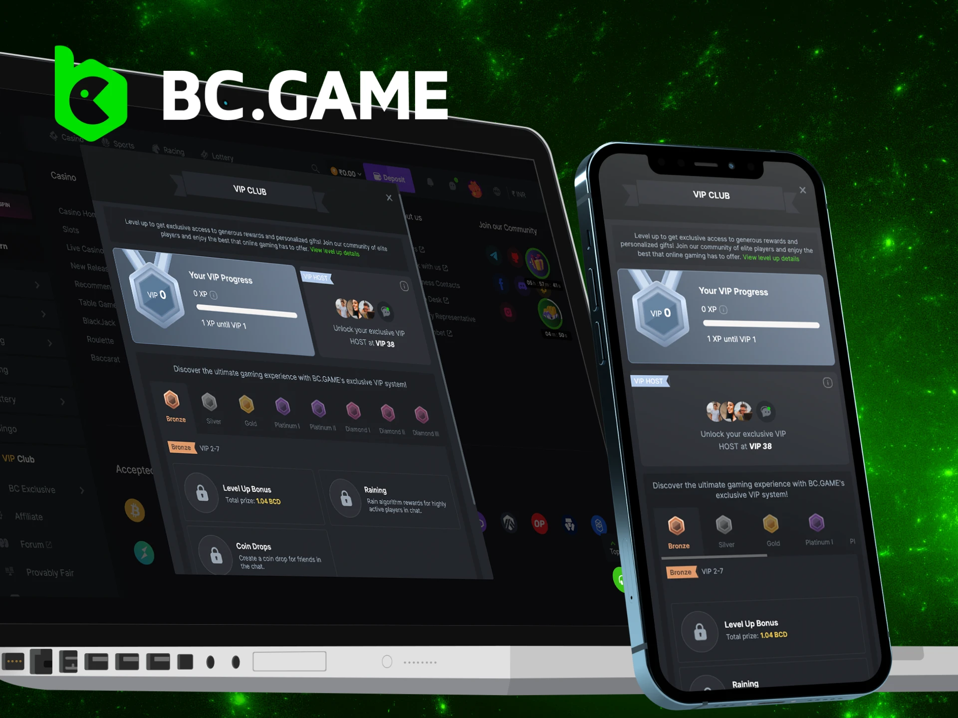 What are the VIP levels on the BC Game website.