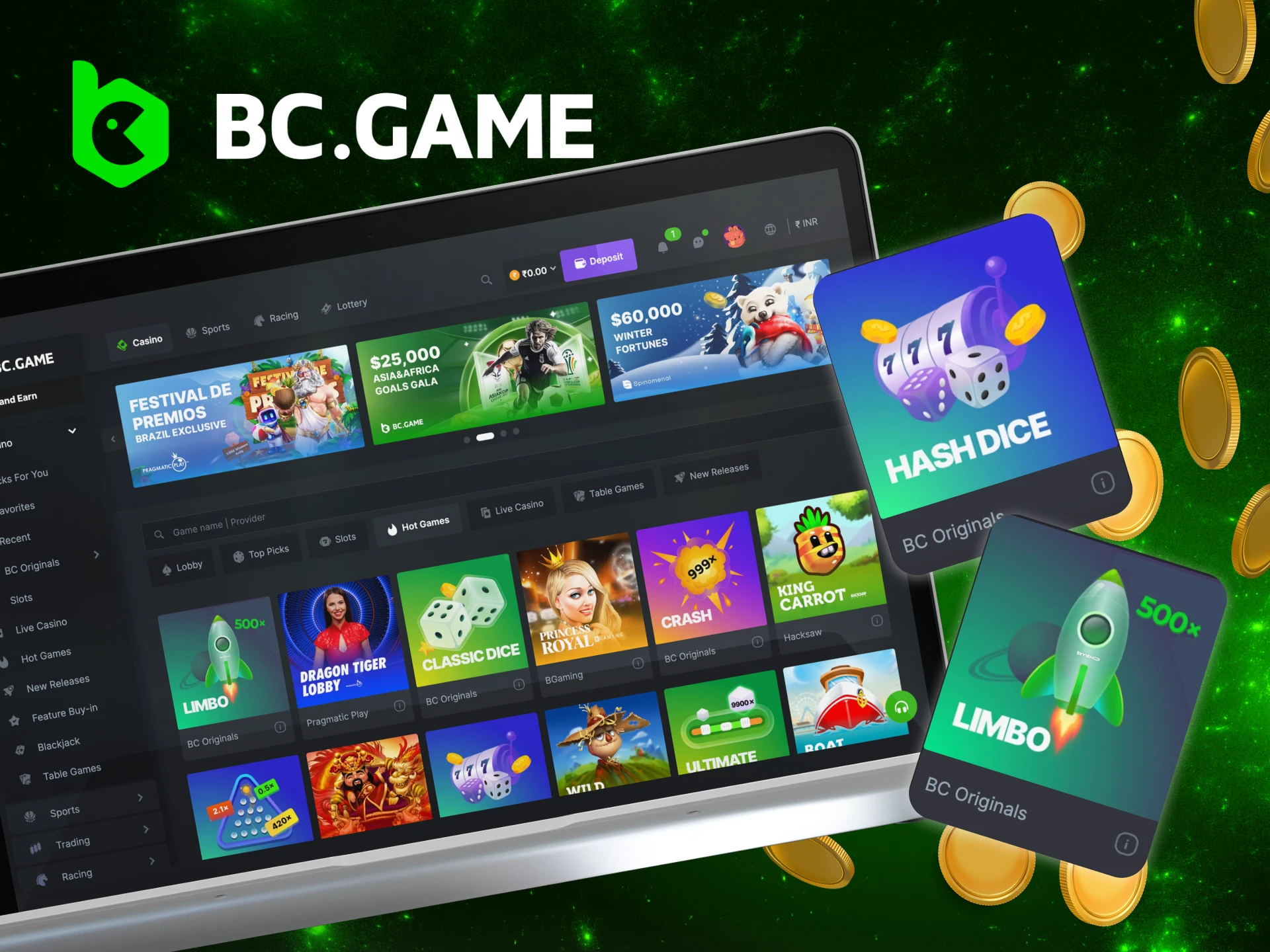 User Guide on how to start playing casino games on the BC Game website.