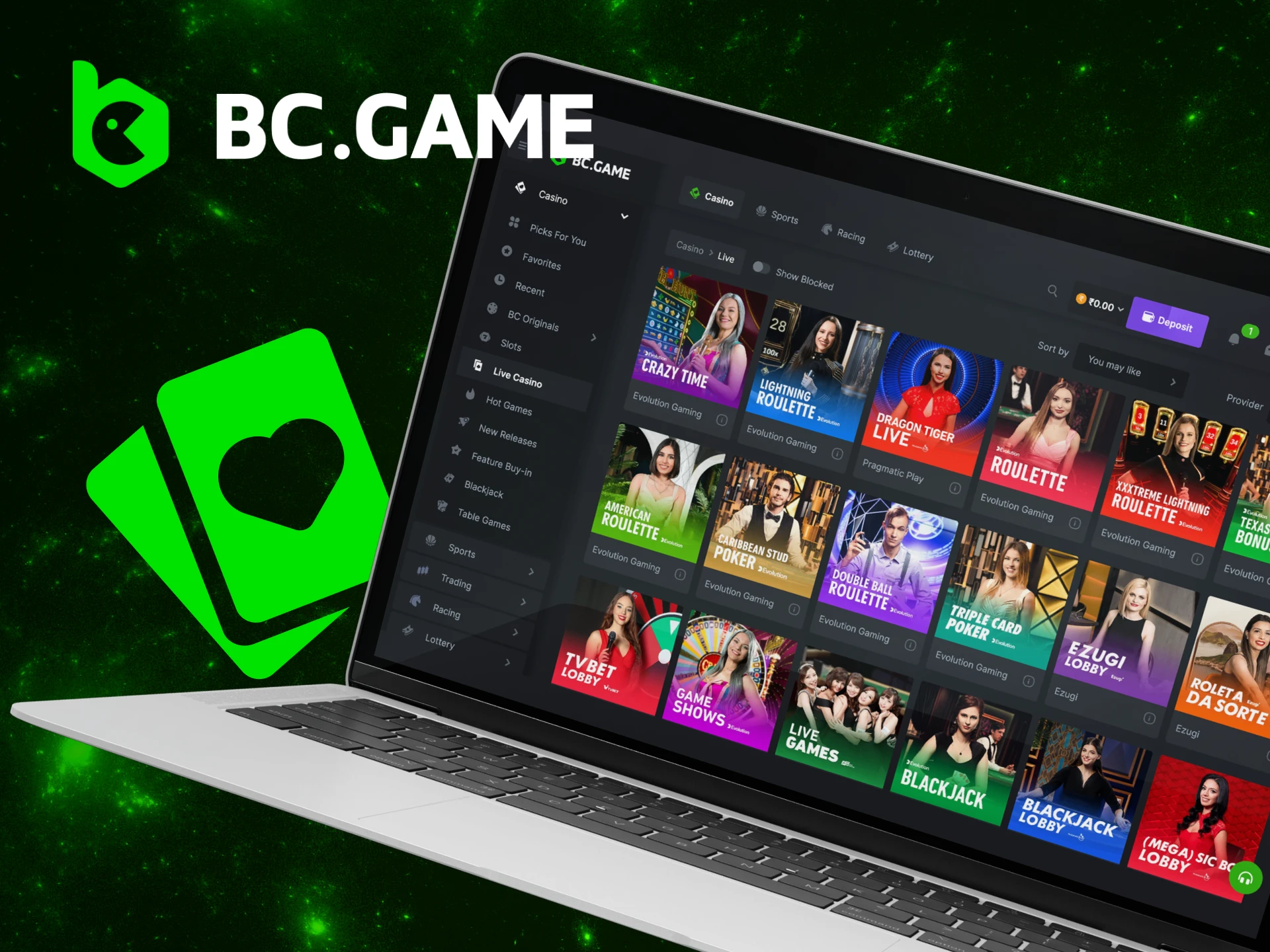 What are the most popular Live Casino games on the BC Game website.