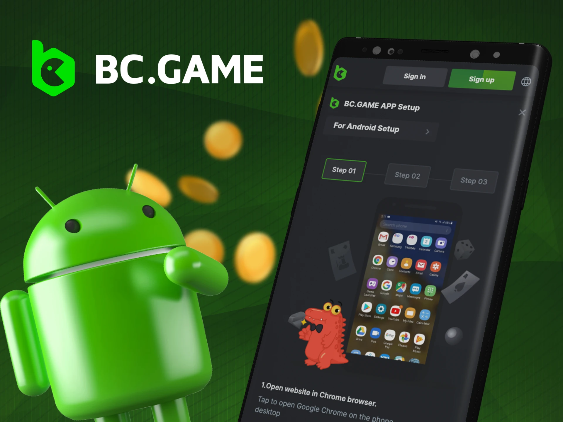 Step by step instructions on how to download BC Game APK for Android.
