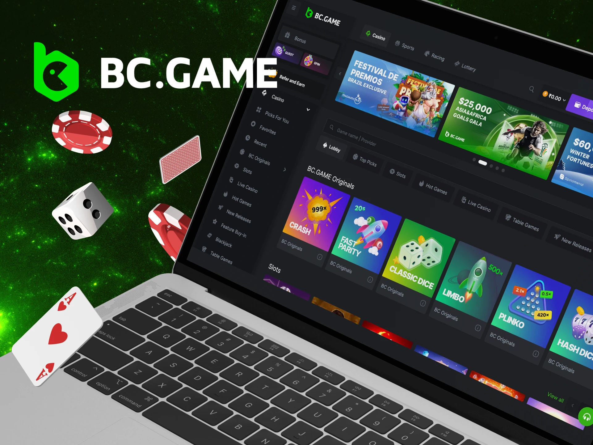 Play at BC Game casino after registering.