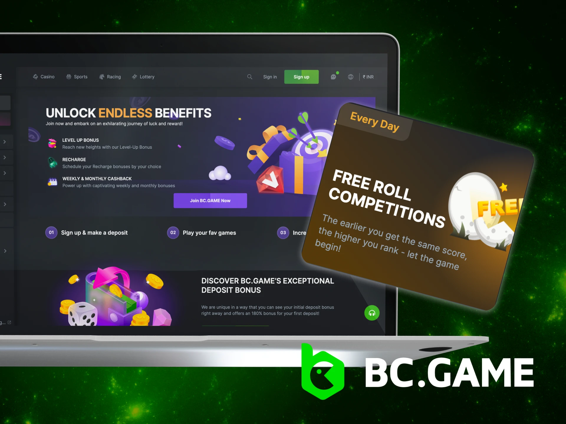 BC Game Roll Competition bonus information.