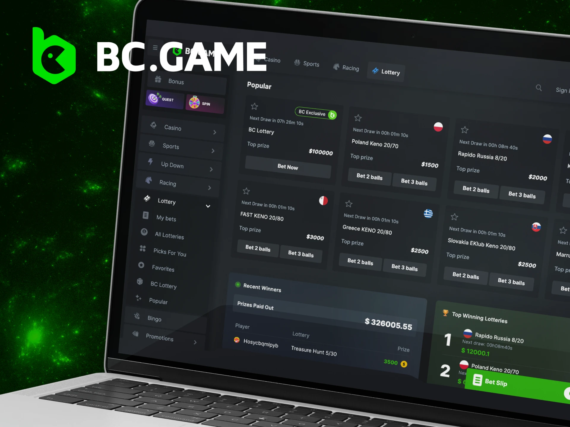What is BC Lottery on the BC Game casino website.