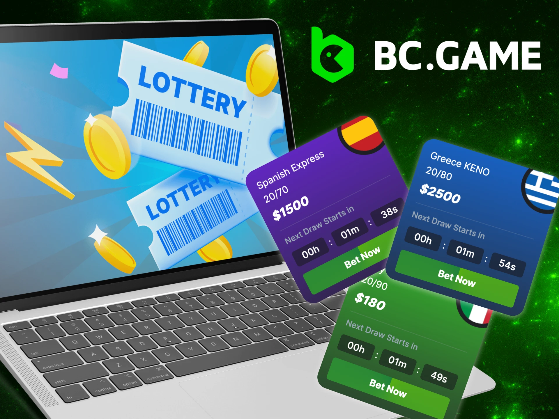 What types of lotteries are there on the BC Game casino website.