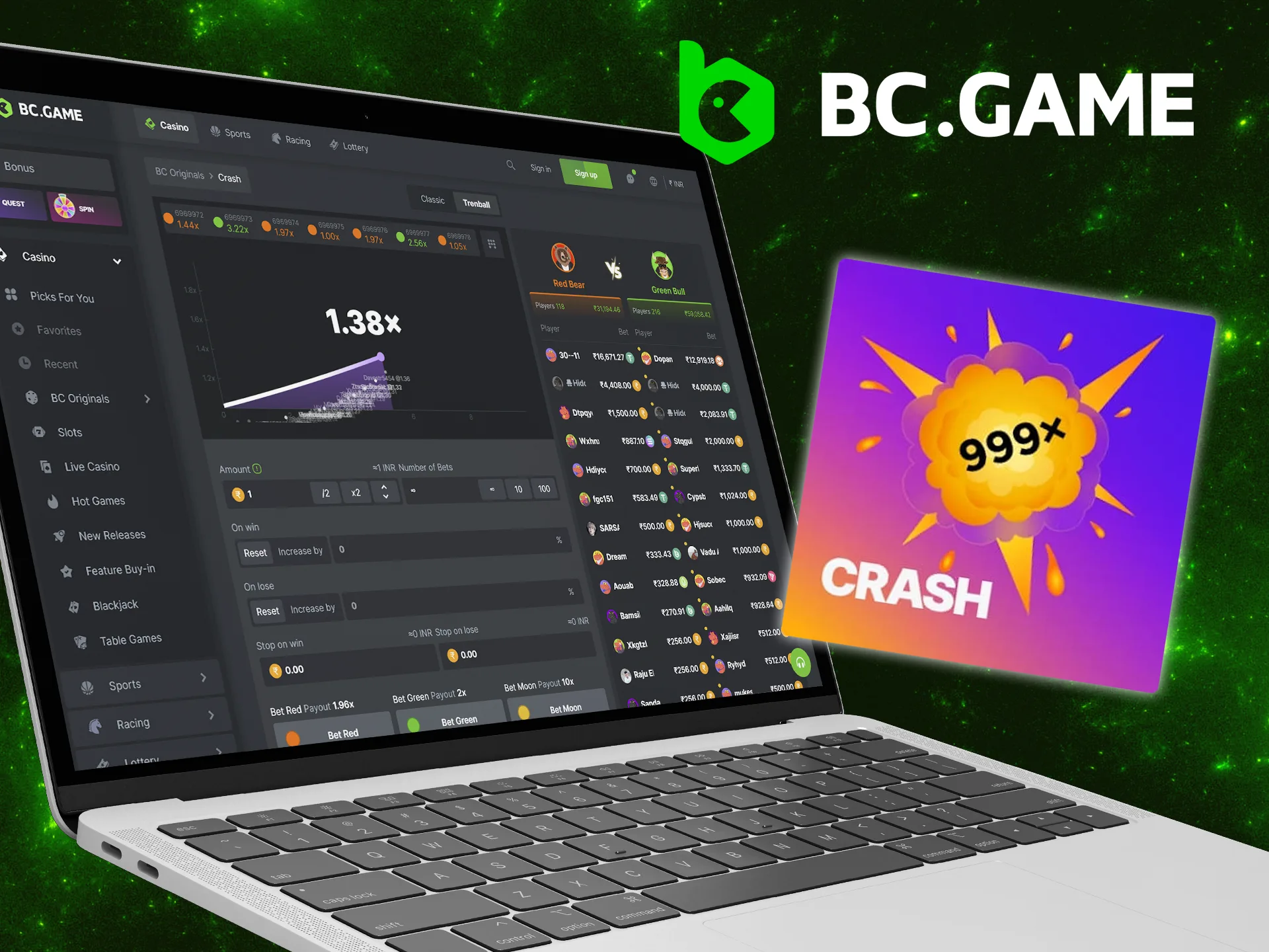 Experience the atmosphere of risk and excitement with Crash at BC Game.