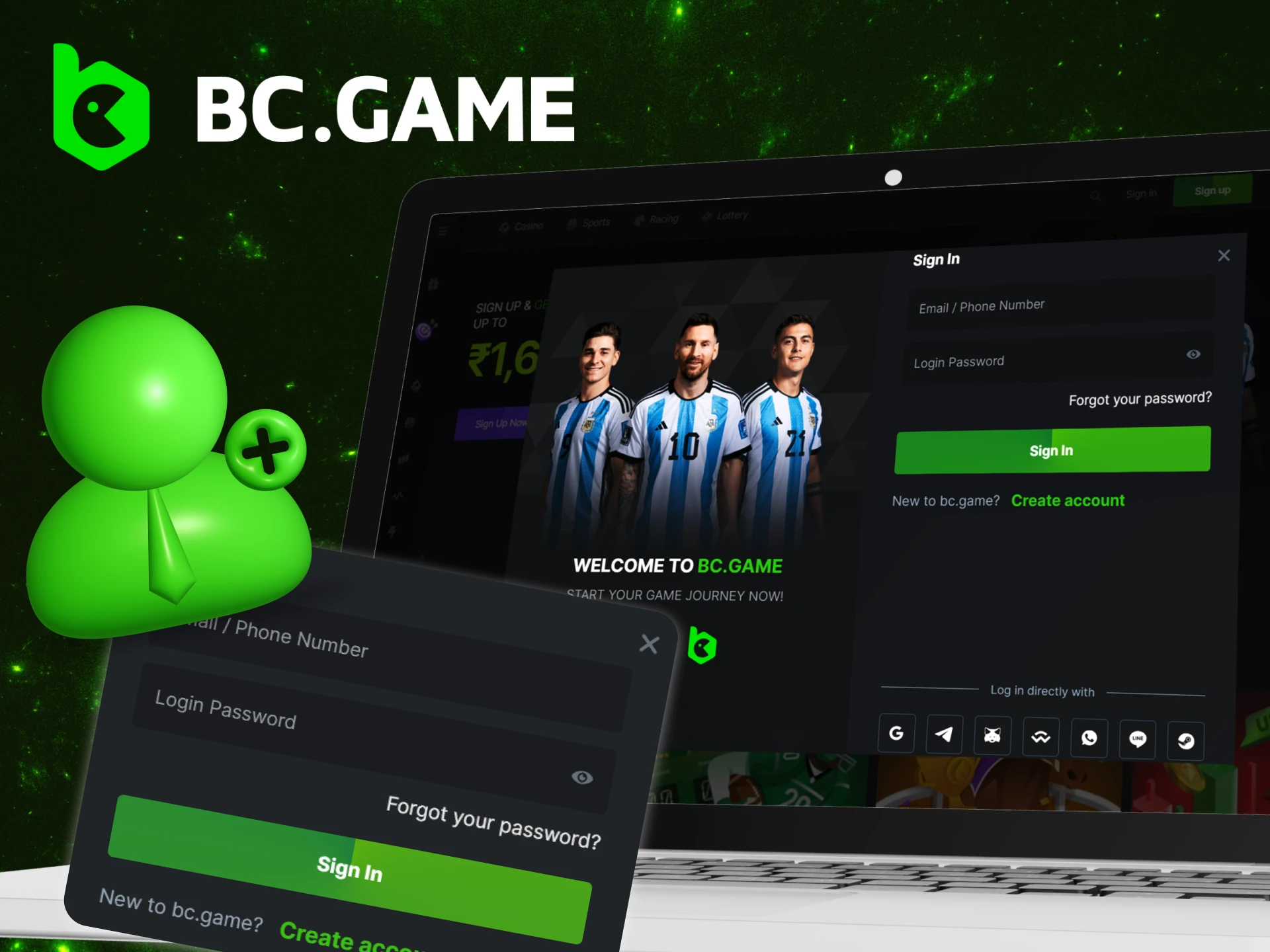 How to log in to the BC Game online casino website.