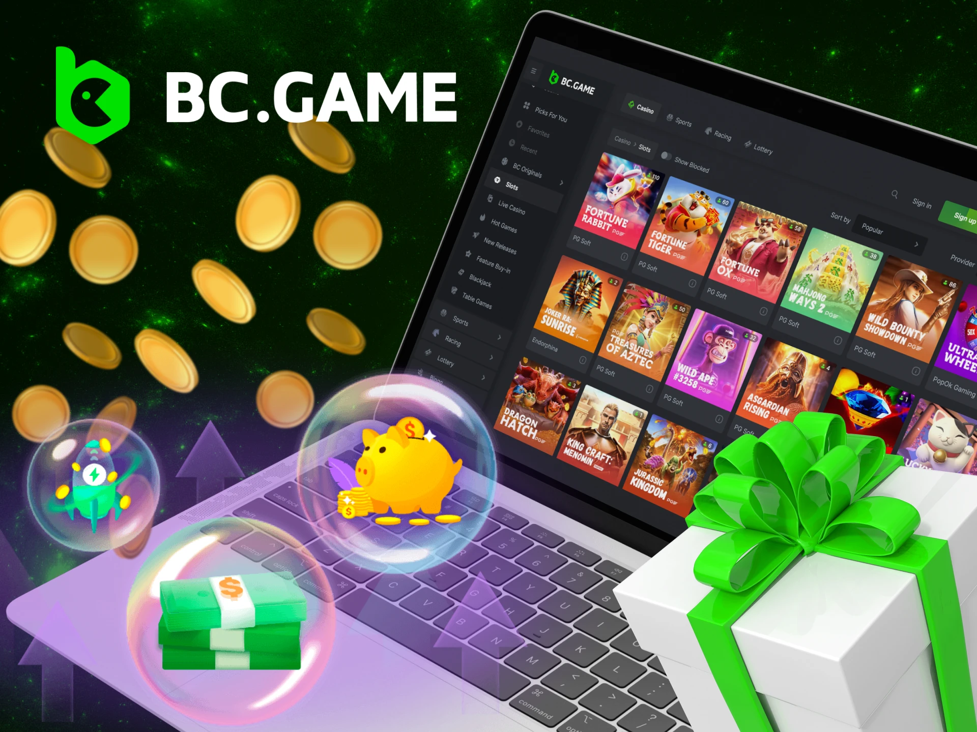 What bonuses can I get for playing slots on the BC Game online casino website.