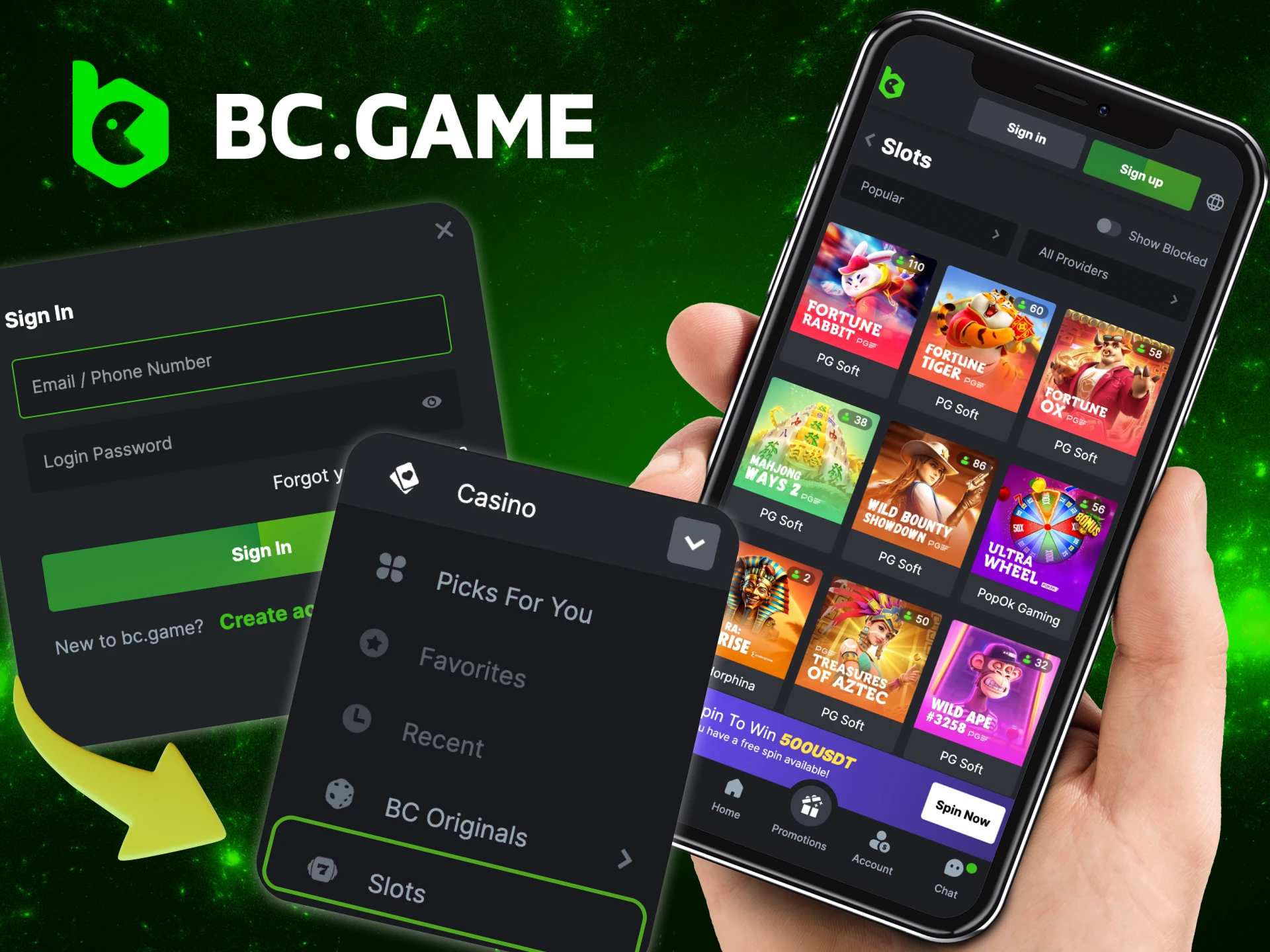 What do I need to do to start playing slots on the BC Game online casino website.