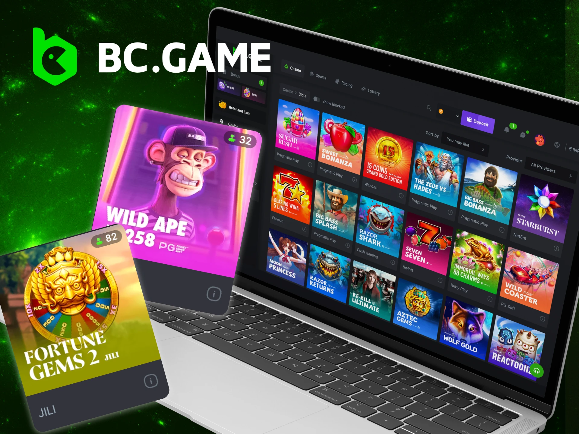 What are the advantages for users of playing slots on the BC Game online casino website.