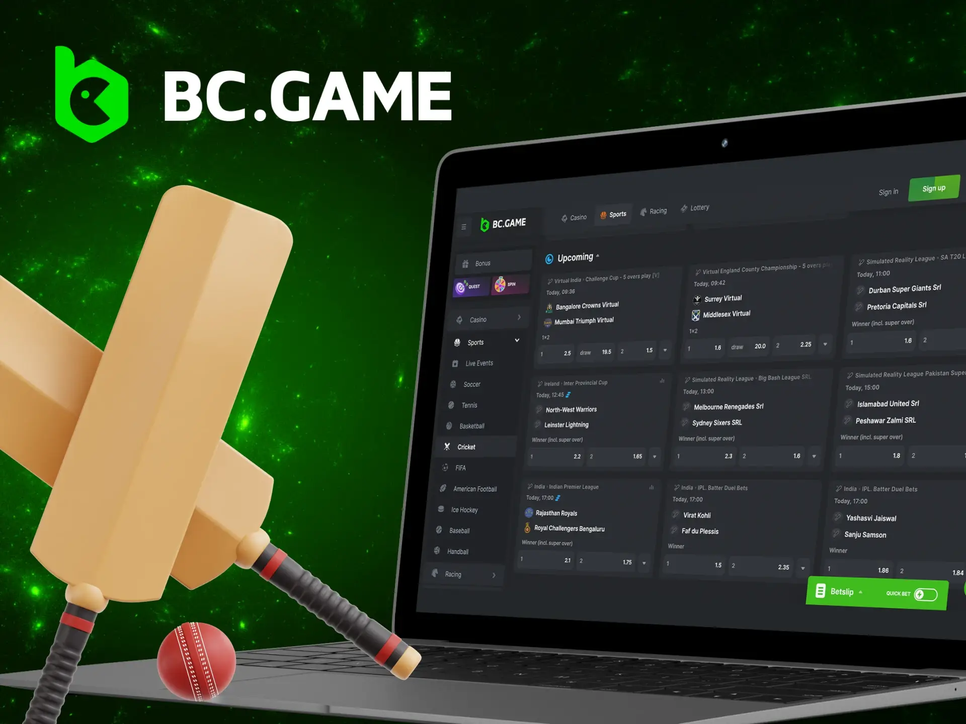What cricket tournaments can you bet on at the BC Game online casino.