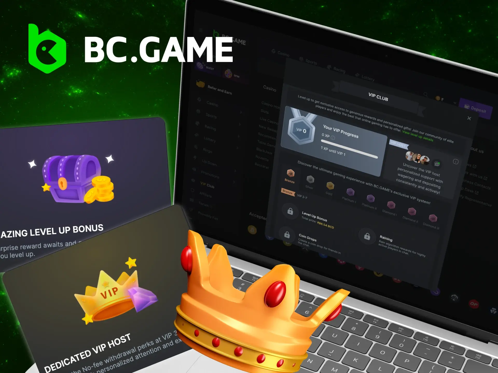 How can I get into the VIP club at the BC Game online casino.