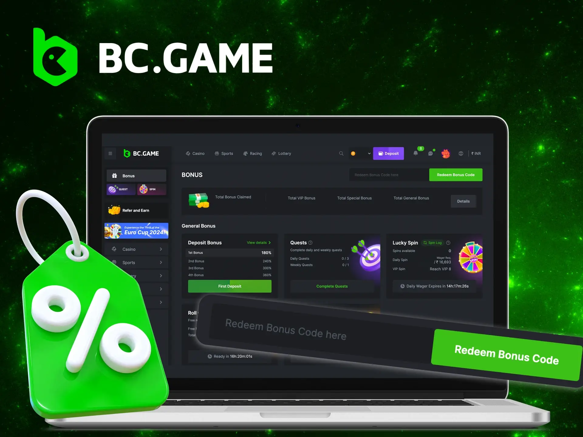 Are there any promotional codes for bonuses at the BC Game online casino.
