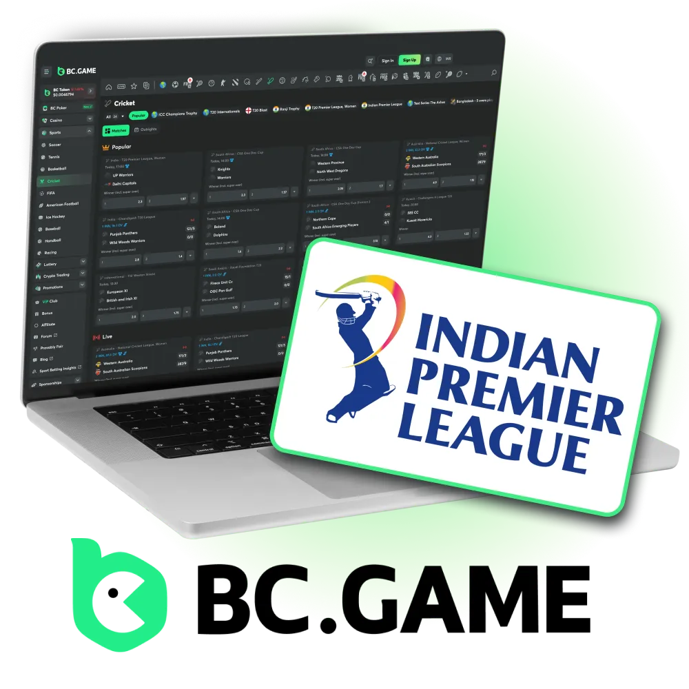 BC Game offers popular online betting on IPL.