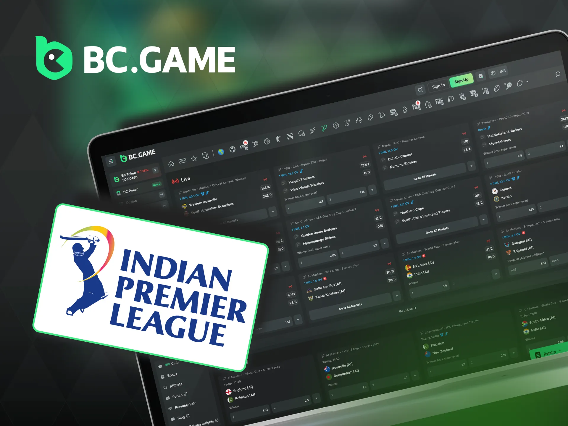 Bet on the Indian Premier League with BC Game.