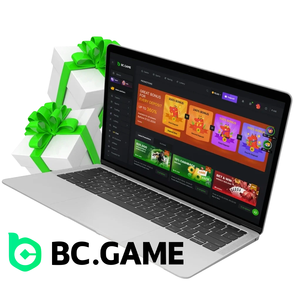 How there are bonuses and promotions for BC Game players from India.