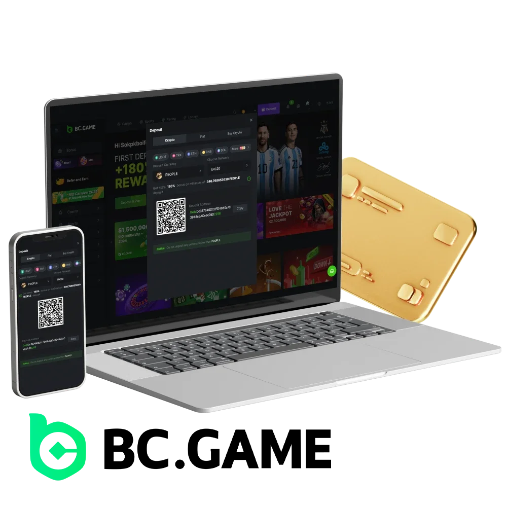 How to deposit money into an account at the BC.Game online casino.