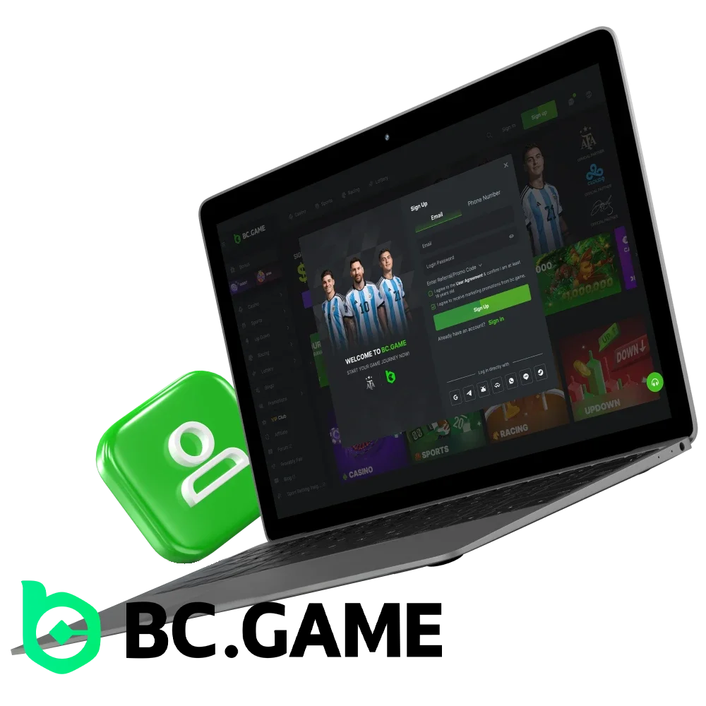 How to register and undergo verification on the BC Game casino website.