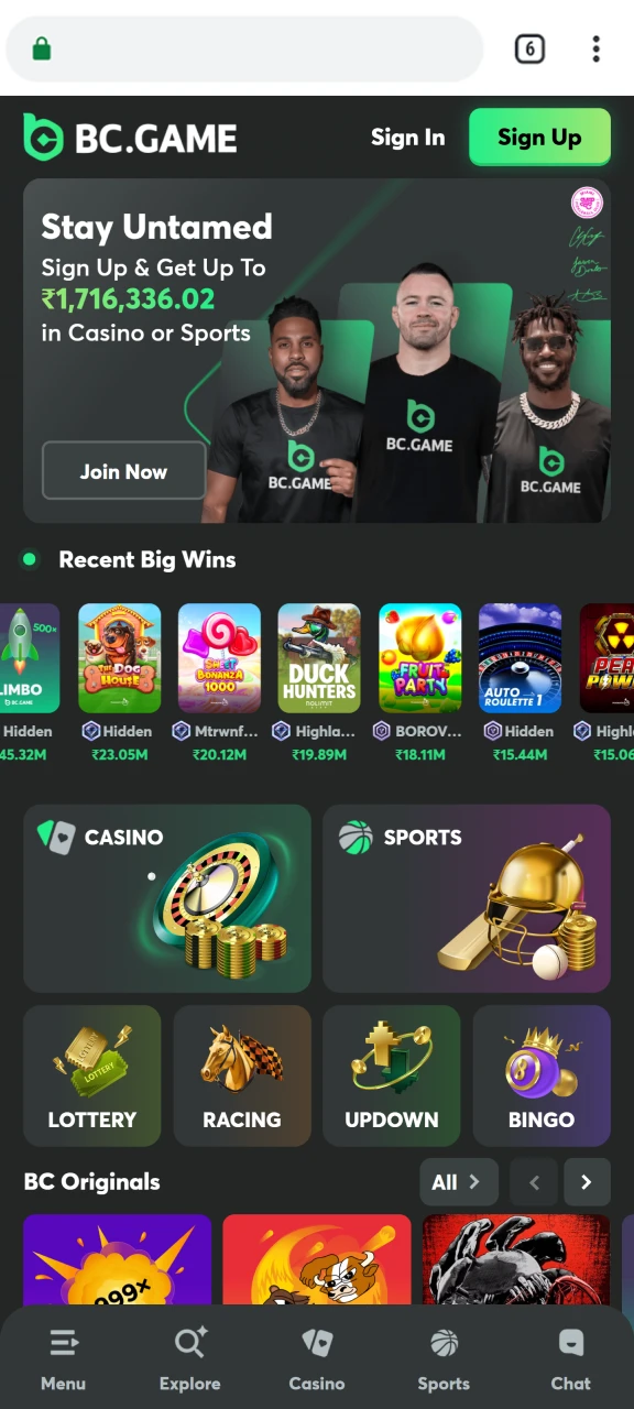 Open the official BC Game website to add it to your device.