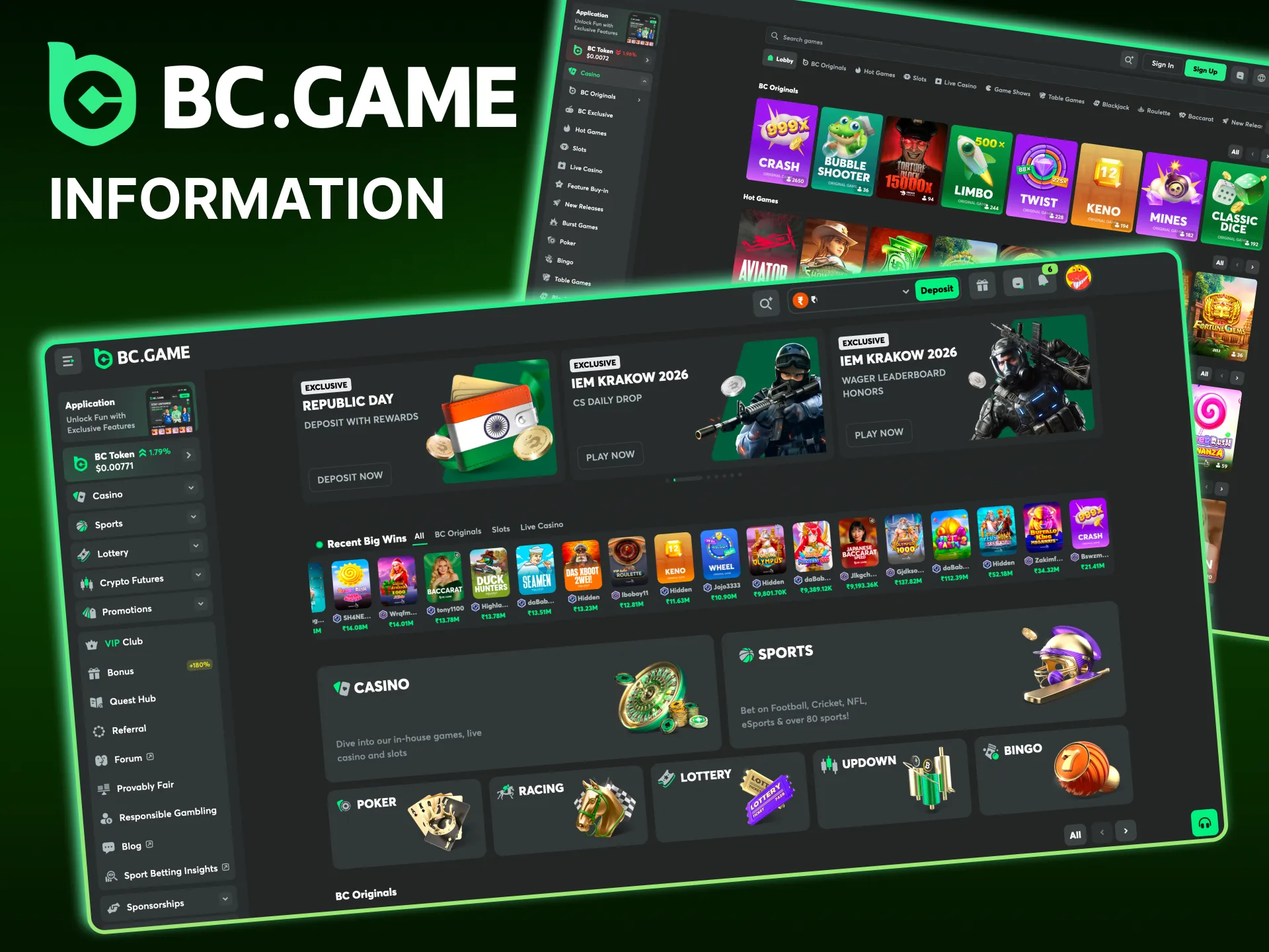 Users of the BC Game website can receive unique bonuses, be a member of the VIP club, invite a friend and benefit from them.