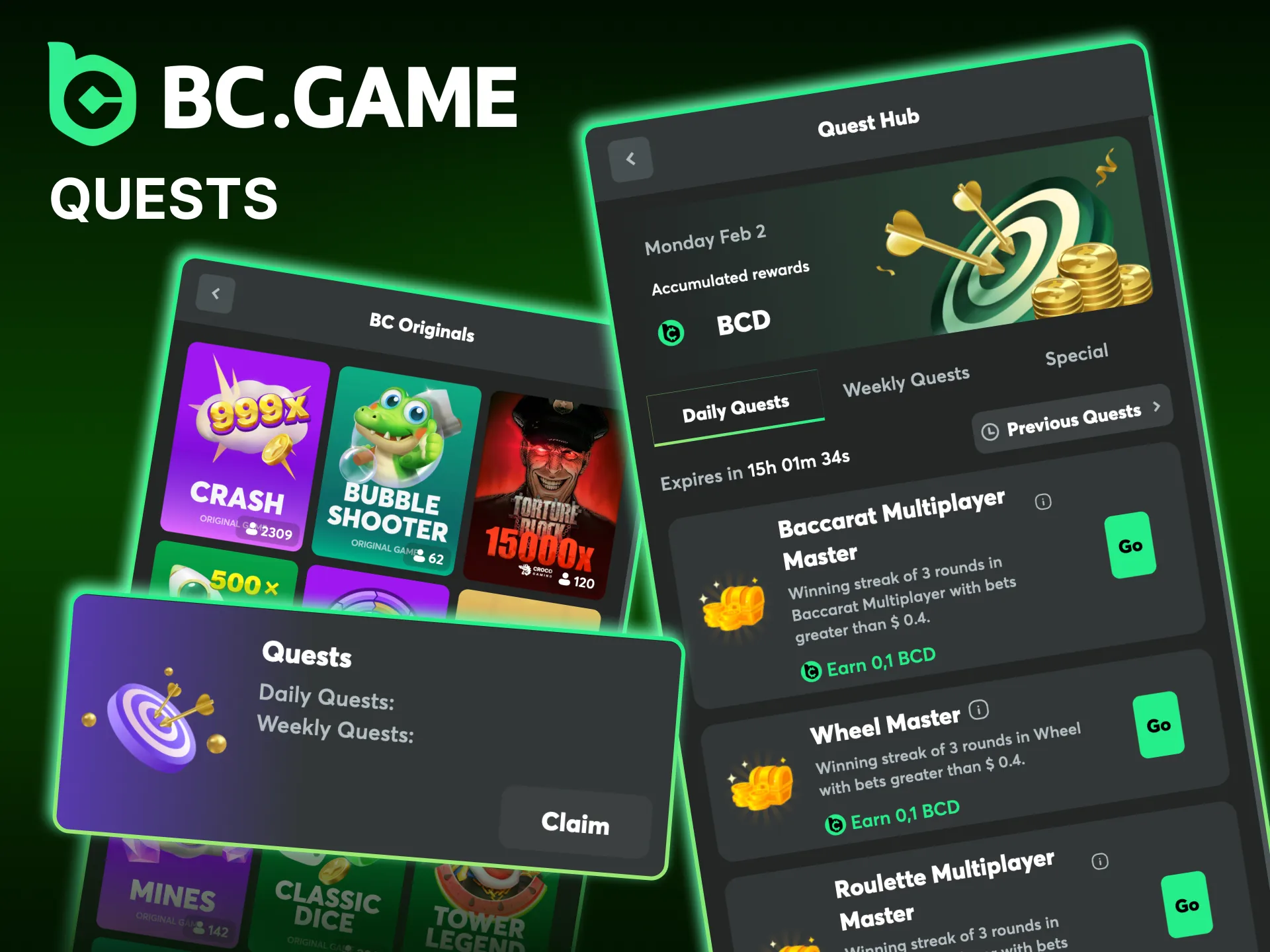 What is the essence of BC Game quests.