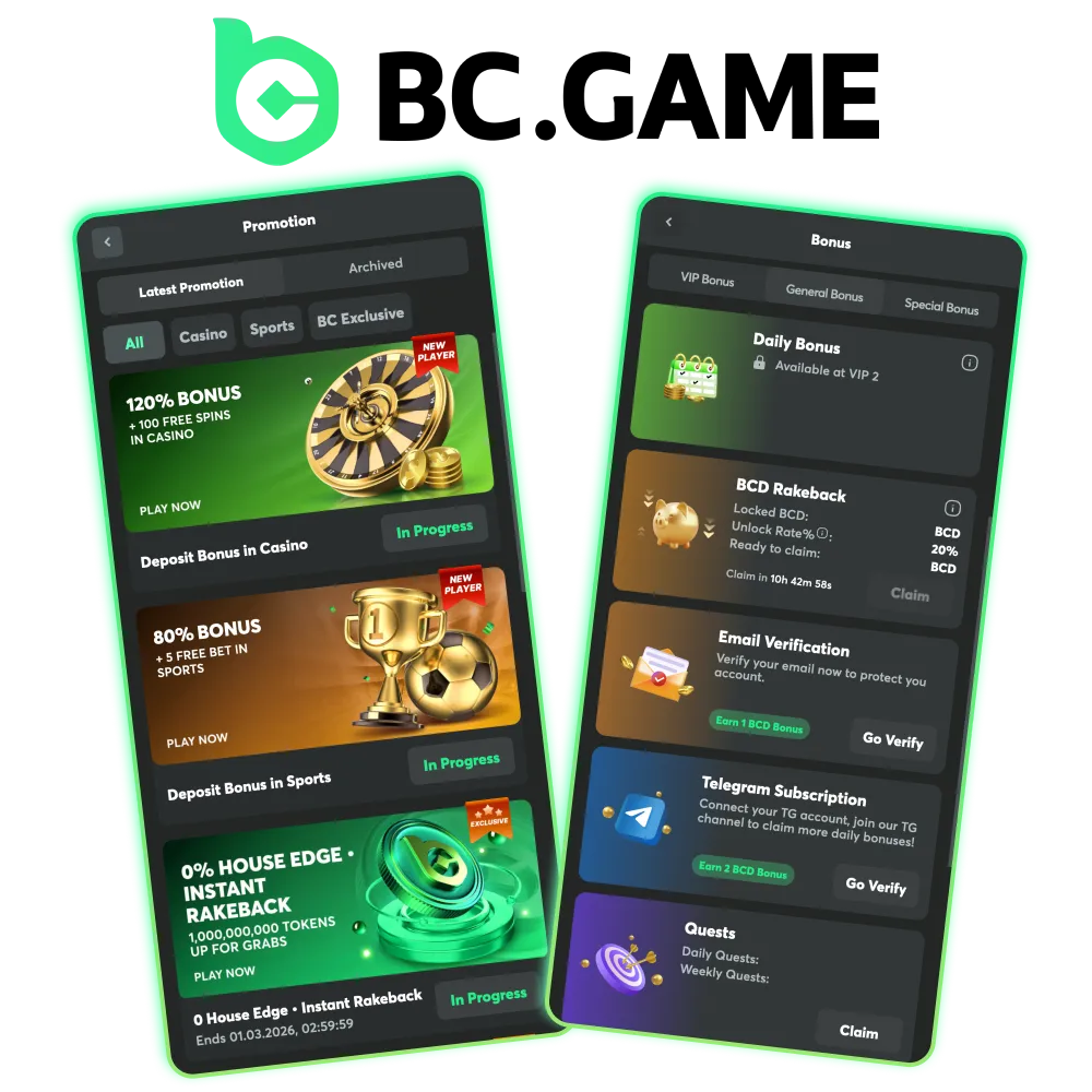 How there are bonuses and promotions for BC Game players from India.