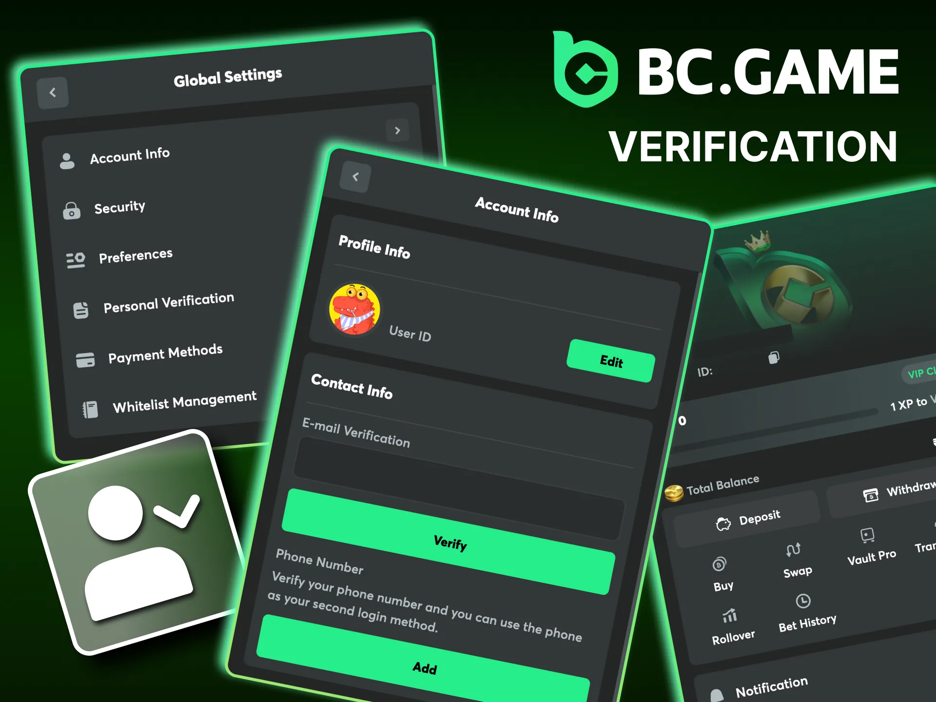 Verify your account to withdraw funds at BC Game.