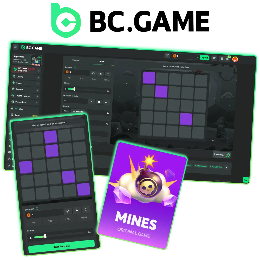 Open the right cells and enjoy the Mines game at BC Game.