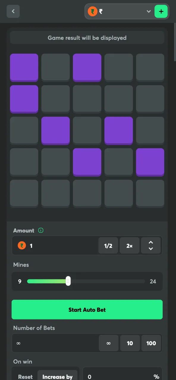 You can select the auto-bet of the Mines game at BC Game.